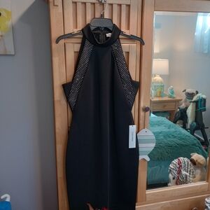 Calvin Klein Black With Silver Accents Sleeveless Dress